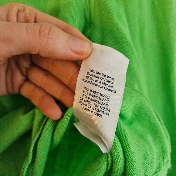 Aritzia Merino Wool Lime Green Long Sleeve Cropped Sweater - Picture 3 of 4